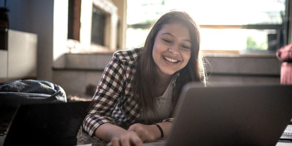 Young woman using laptop